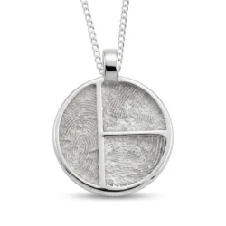 Close up of Sterling Silver Pend round with three fingerprints