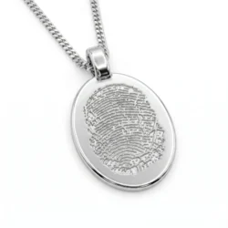 Sterling silver fingerprint Oval pendant made by Unique Jewelry