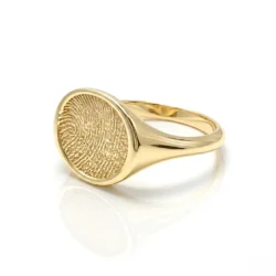 Solid 9 carat yellow horizontal Oval fingerprint signet ring