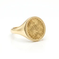 Solid 9 carat yellow gold vertical Oval fingerprint ring