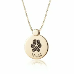 Yellow Gold ashes jewellery pendant with necklace with pet cremation ashes. Handcrafted in Australia. Pet memorial jewellery by Uneik Jewellery and Memories4Life.