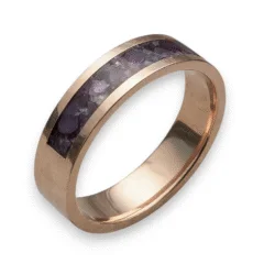 9ct Rose Gold ashes ring with cremation ashes and opal inclusion inlay, handmade memorial jewellery by Uneik Jewellery Australia
