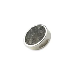 Sterling silver Pandora style bead charm in Oval shape featuring Cremation ashes
