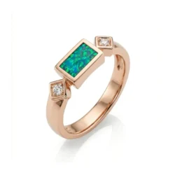9 car rose gold Romeo ring that features your loved ones are ashes together with diamonds and opals